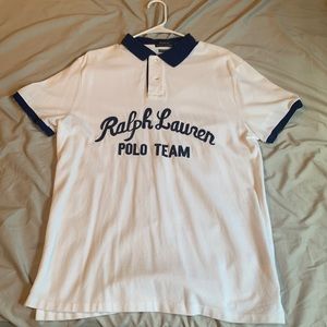 Polo shirt, white and blue, size large, and don’t want it cuz I got too much